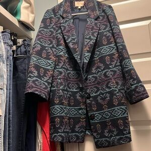 Navy Aztec oversized Blazer